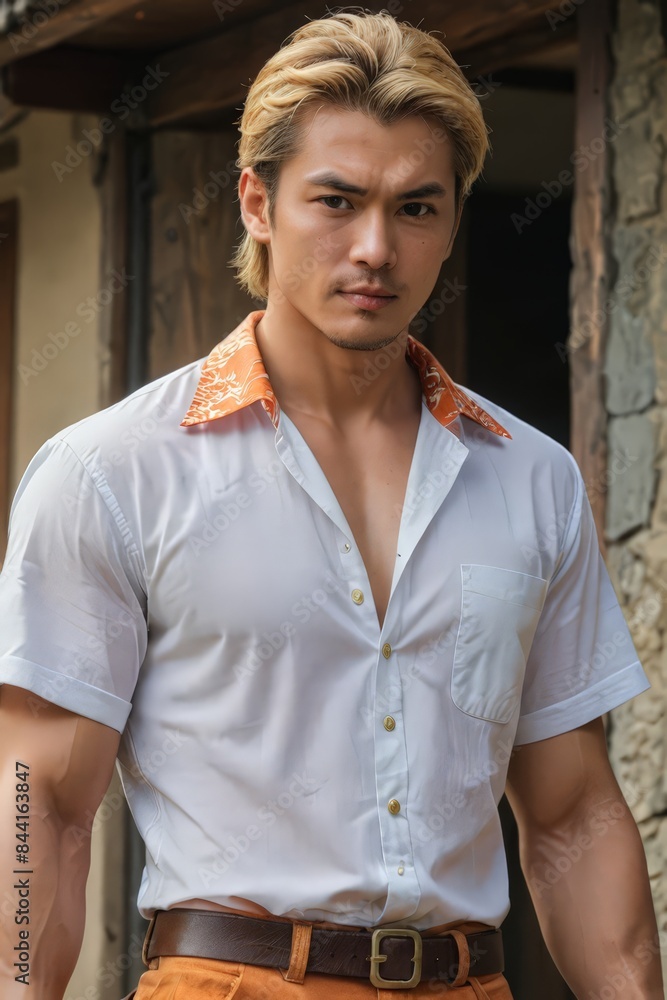 Obraz premium Handsome Blond Man in White Shirt.