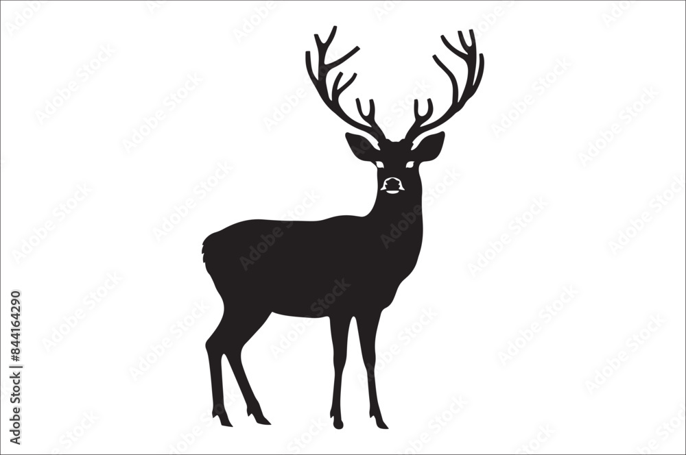 Christmas deer silhouette black vector art illustration. Raindeer silhouette vector. Christmas deer silhouette black vector art illustration. Raindeer silhouette vector.