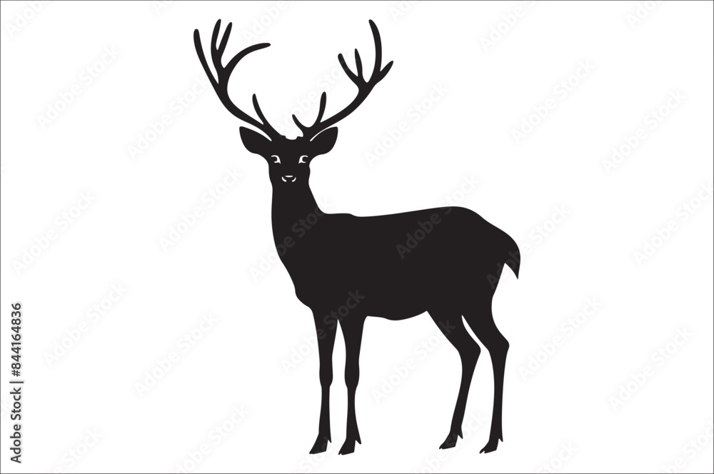 Christmas deer silhouette black vector art illustration. Raindeer silhouette vector. Christmas deer silhouette black vector art illustration. Raindeer silhouette vector.