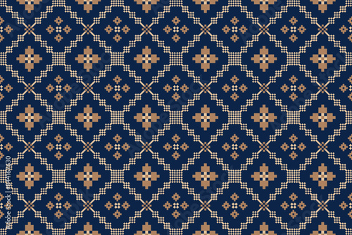 Beautiful vintage cross stitch traditional ethnic pattern.floral pixel art embroidery. Elegance background abstract Aztec beautiful seamless pattern for fabric,cloth,dress,carpet,curtain,sarong,batik.