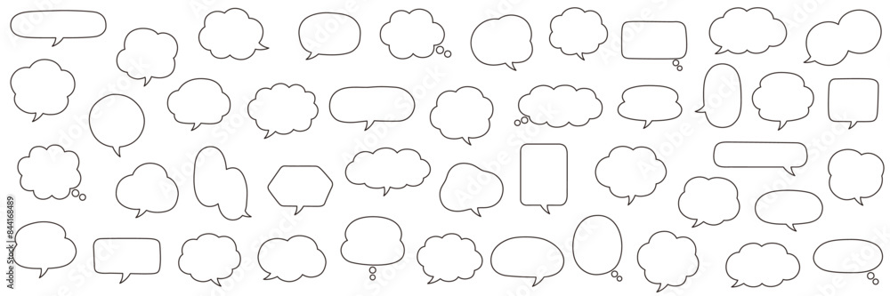 シンプルなふきだしのベクターイラストセット　ふきだし　フレーム　