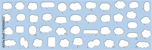 シンプルなふきだしのベクターイラストセット　ふきだし　フレーム　
