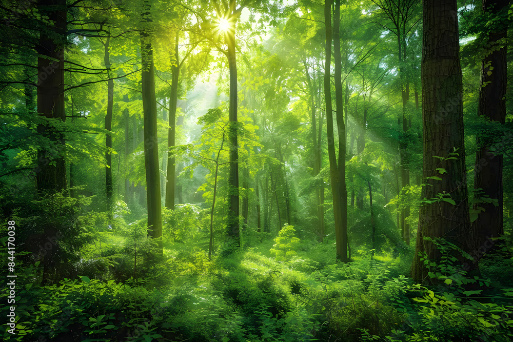 Fototapeta premium Efficiently Optimized Image of Lush Green Forest Perfect for Web Use with Balanced Sharpness and File Size