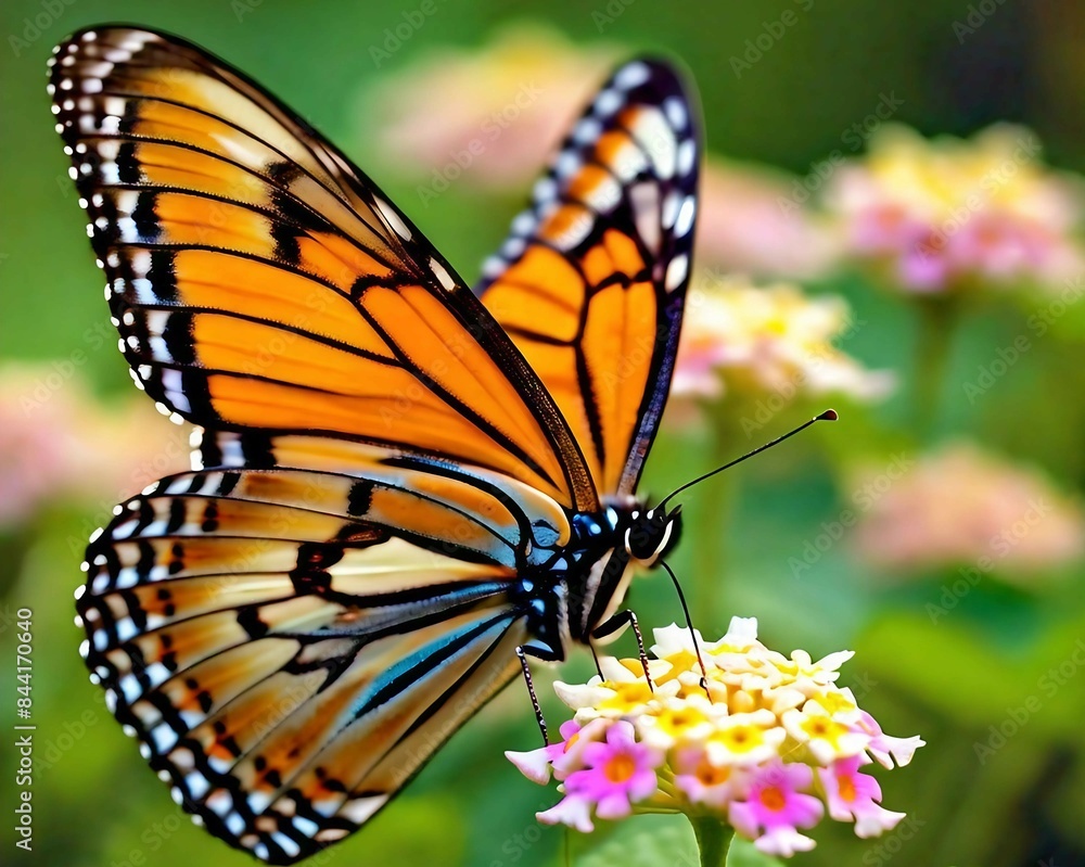 Obraz premium Butterfly Stock Photo, Butterfly, Beauty In Nature, Flower, Butterflies, Generated By Ai.