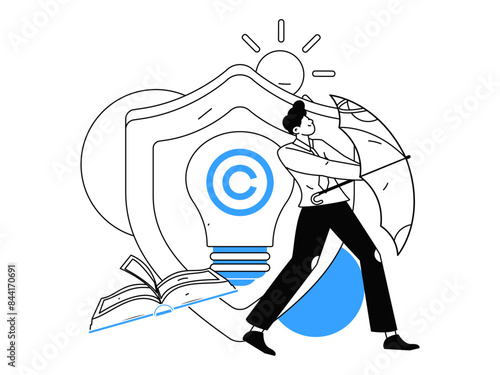 Protect intellectual property flat vector concept operation hand drawn illustration
