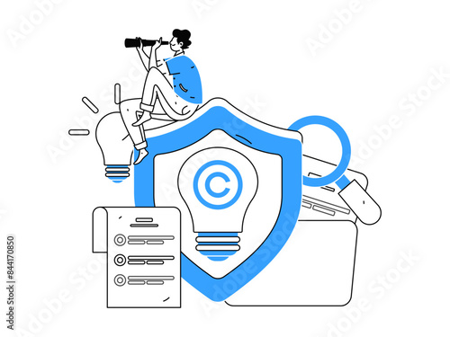 Protect intellectual property flat vector concept operation hand drawn illustration
