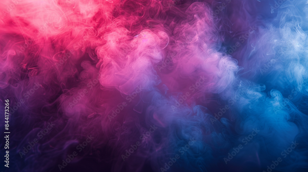 Colorful smoke curls from a hookah pipe on a dark background