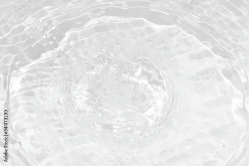 White water with ripples on the surface. Defocus blurred transparent white colored clear calm water surface texture with splashes and bubbles. Water waves with shining pattern texture background.