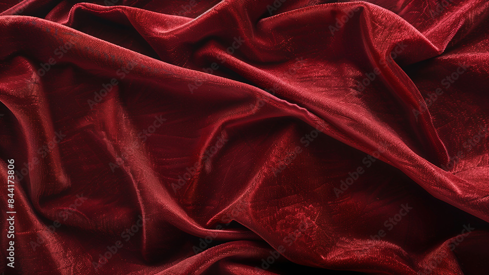 Obraz premium Luxurious Deep Red Velvet Fabric in Soft Folds for Textured Background