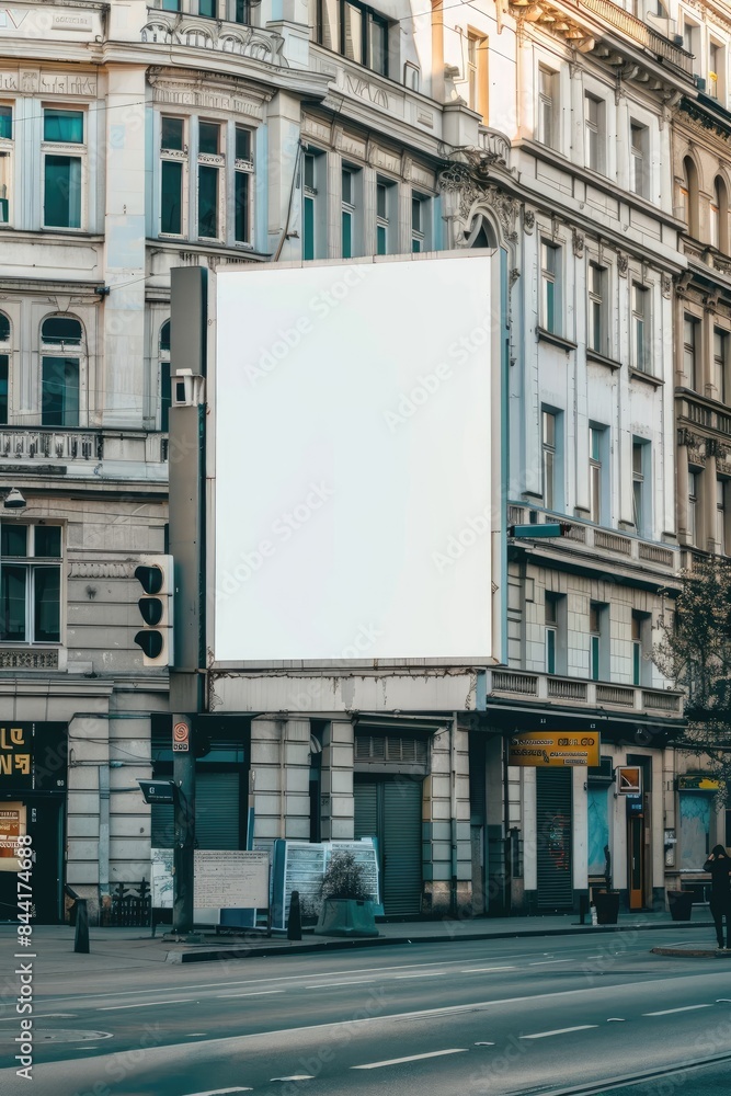 Blank Billboard on Old Building in City. Blank Billboard on Old Building in City.
