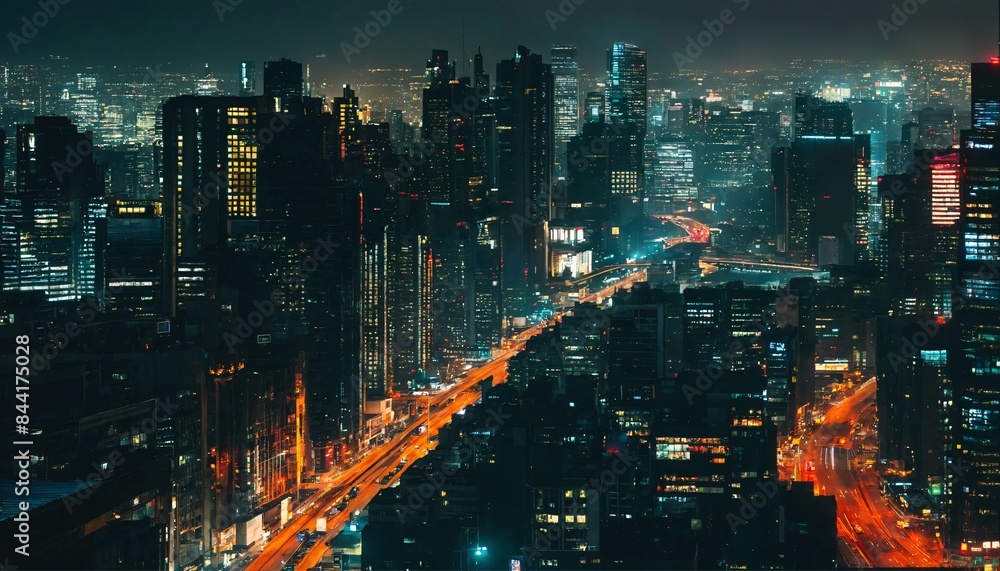 Cityscape night view with lights Cityscape night view with lights
