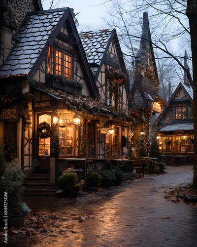 Old wooden houses at night in the town of Hesse, Germany © Iman