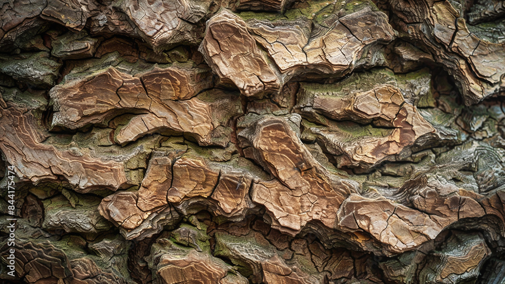 Close-Up of Weathered Tree Bark with Natural Moss Accents Close-Up of Weathered Tree Bark with Natural Moss Accents