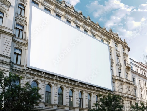 Fototapeta Naklejka Na Ścianę i Meble -  Blank Billboard on Old Building.