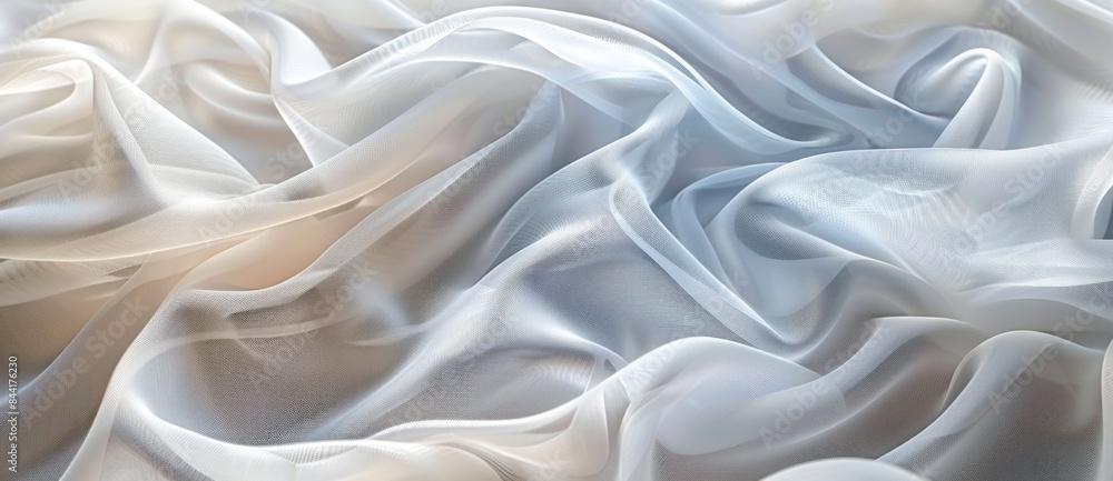 Fototapeta premium White Sheer Fabric Draped in Soft Folds
