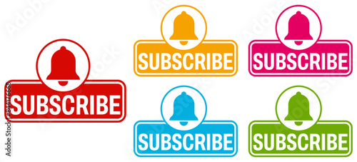 set collection colorful trendy subscribe sign icon. subscribe notification labels template design vector illustration
