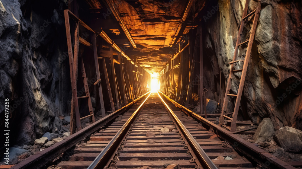 old engineering structure abandoned in mines tunnel level art old engineering structure abandoned in mines tunnel level art