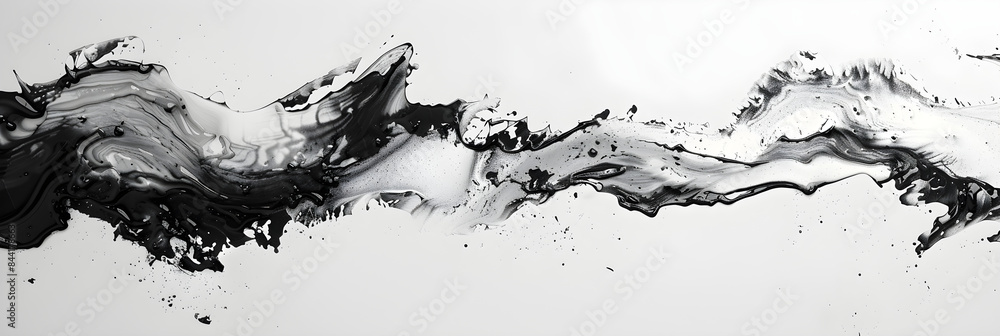 Obraz premium Dynamic Ink Brush Stroke Capturing Bold and Expressive Art in Rhythmic Composition