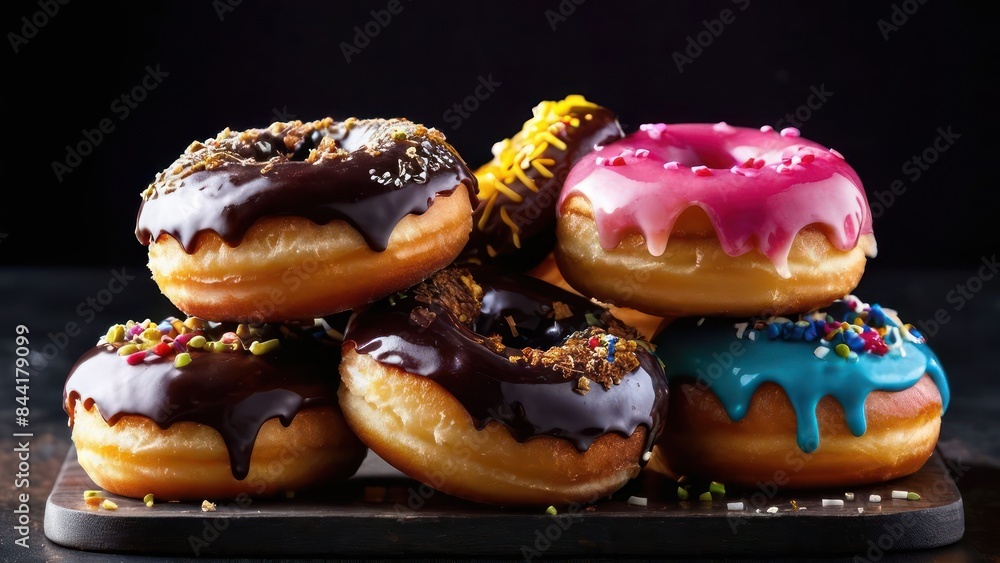 A Collection of Minimally Decorated Donuts Featuring Glaze and Sprinkle Variations A Collection of Minimally Decorated Donuts Featuring Glaze and Sprinkle Variations