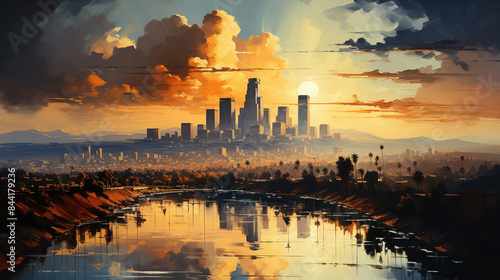 Los Angeles skyline at golden hour