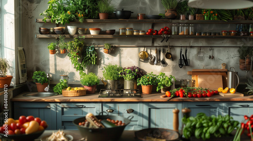 there are many pots and pans on the counter in this kitchen © Tnia