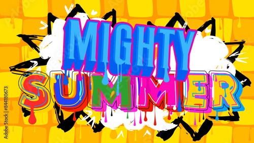 Summer Graffiti tag. Abstract modern street art decoration performed in urban painting style.