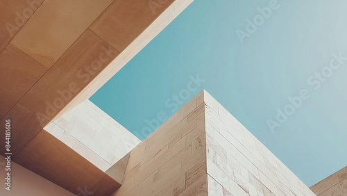 Geometric Architectural Design with Blue Sky Background