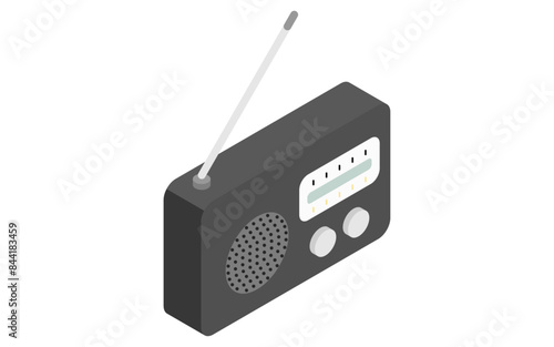Eemergency kit of portable radio, simple isometric illustration