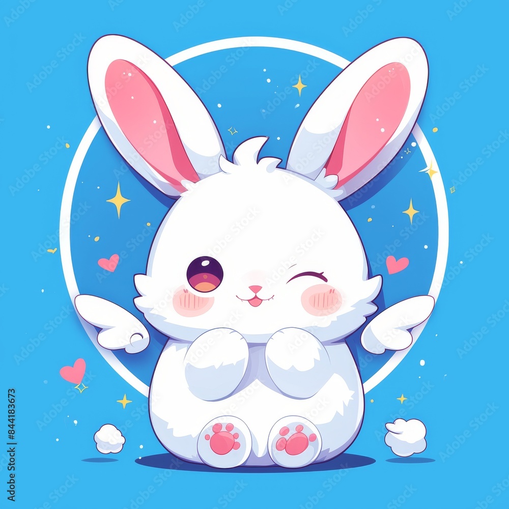 Cute White Bunny with Pink Ears and Wings Cute White Bunny with Pink Ears and Wings