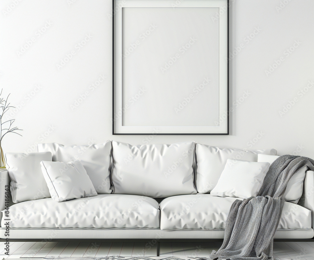 mockup poster frame in beautiful minimalist space interior with sofa mockup poster frame in beautiful minimalist space interior with sofa