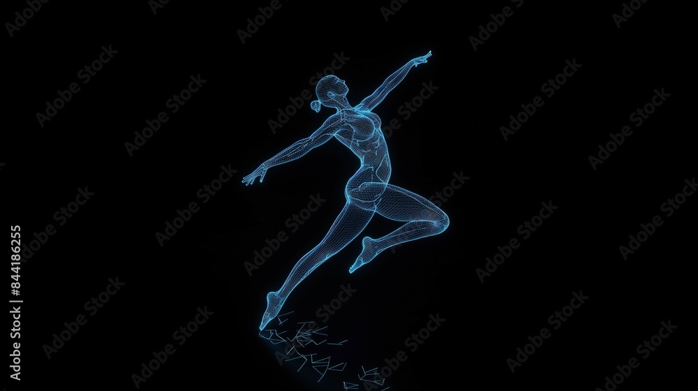 Fototapeta premium an illuminate silhouette of an Olympic gymnast on a dark background