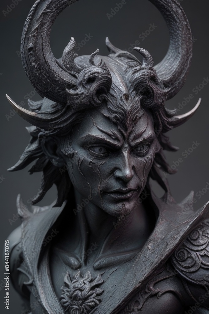 a statue of a demon with horns a statue of a demon with horns