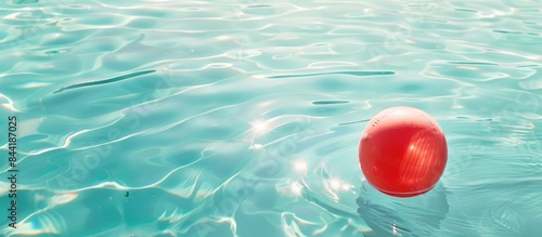 Inflatable ball drifts on surface of pool