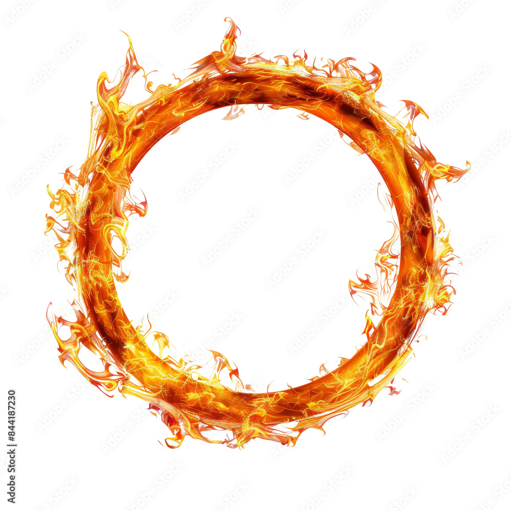 Fiery ring with intense flames on a transparent background, perfect for design elements or conceptual art projects. Fiery ring with intense flames on a transparent background, perfect for design elements or conceptual art projects.
