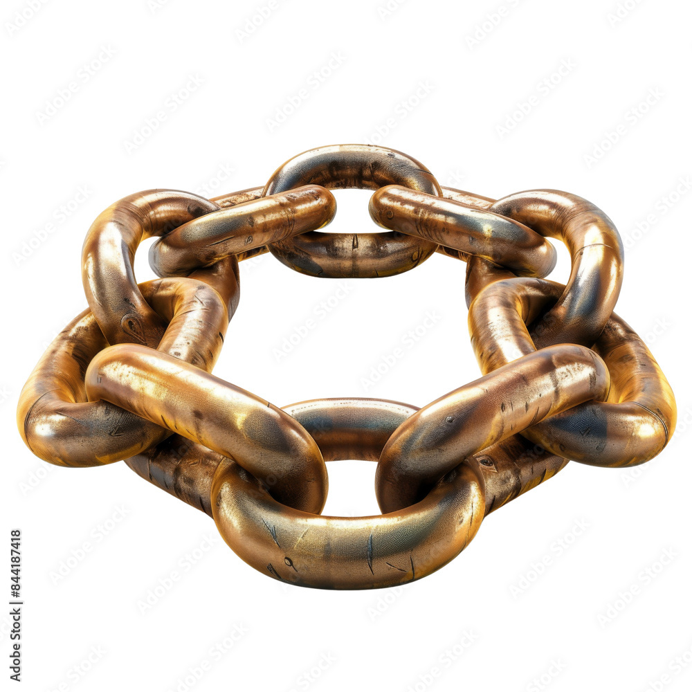 Rustic metal chain forming a circular loop, symbolizing strength, unity, and connection. Ideal for industrial and mechanical concepts. transparent background Rustic metal chain forming a circular loop, symbolizing strength, unity, and connection. Ideal for industrial and mechanical concepts. transparent background