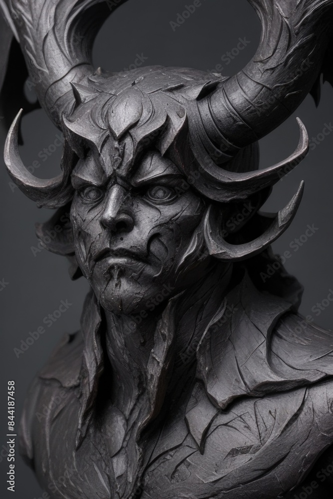 a statue of a demon with horns a statue of a demon with horns