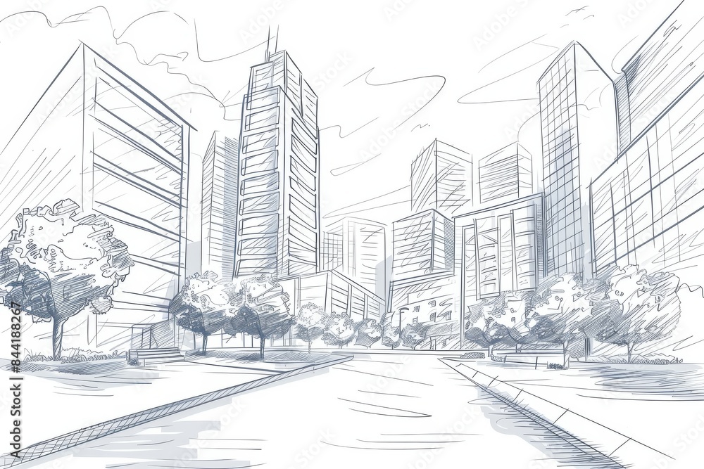 Business background sketch in a simple line drawing style. Business background sketch in a simple line drawing style.
