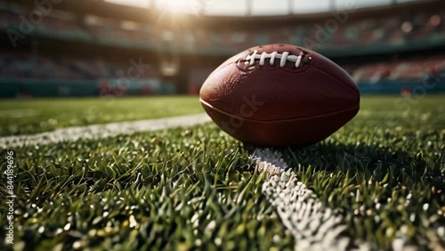 Football ball on Football Field with Yard Line