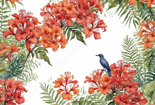 Vibrant Tropical Bouquet with Flamingo