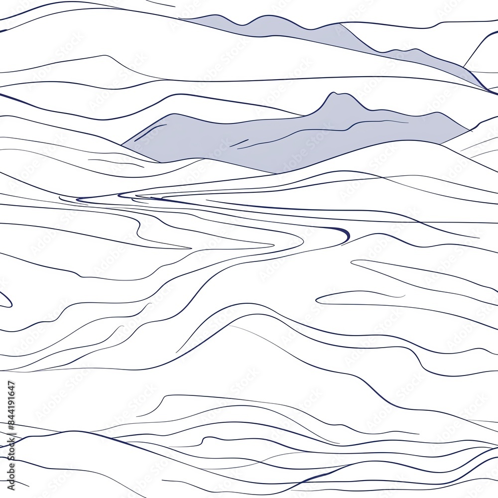 Artistic rendering of a single line that forms an abstract landscape, using minimal strokes to suggest mountains, rivers, and skies in a serene composition Artistic rendering of a single line that forms an abstract landscape, using minimal strokes to suggest mountains, rivers, and skies in a serene composition