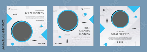 Business webinar invitation design. Webinar and business conference social media post template. Online webinar social media post template. Business conference banner template. Online live webinar