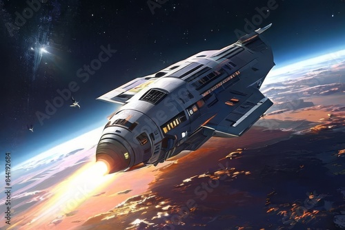 Wallpaper Mural AI Image Generator, Interstellar Spacecraft Launching Torontodigital.ca