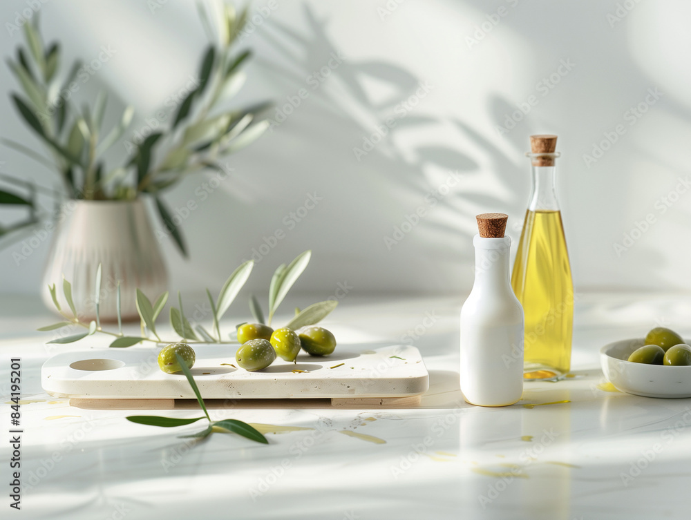 Structure a Vacant Olive Oil Sampler Against a Pristine White Surface Structure a Vacant Olive Oil Sampler Against a Pristine White Surface