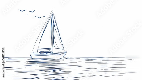 Simple line drawing of a sailboat on calm waters, representing maritime adventure and exploration.