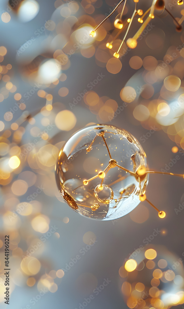 3D background of water biological and organic glass technology molecules About beauty and cosmetic skin 3D background of water biological and organic glass technology molecules About beauty and cosmetic skin