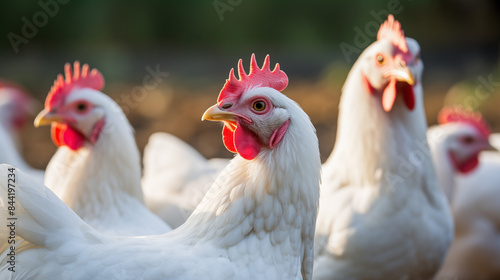 flock of white chickens