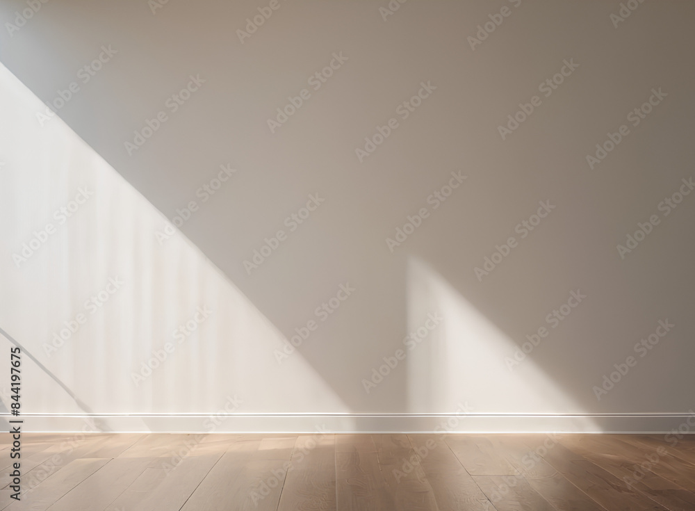 Obraz premium an empty room with sunlight shining through the wooden floor