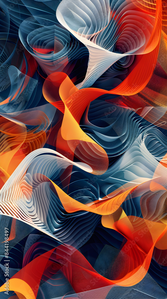 Obraz premium Abstract Geometrical and Organic Pattern Fusion in Modern Digital Design