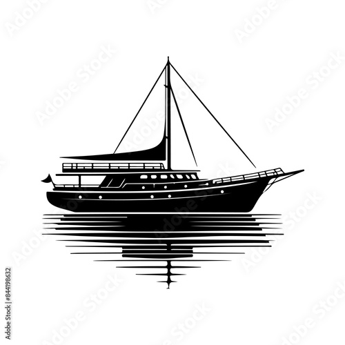 Boat vector silhouette illustration, Sailing boat sailboat symbol logo and sailboat silhouettes, boat silhouette set, boat silhouette