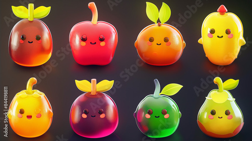 Asset of glossy fruit icon for mobile game or slot game isolation, Illustration
